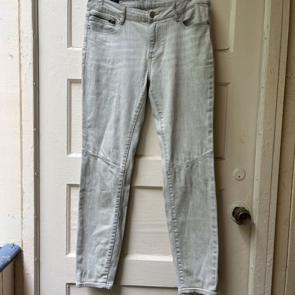 Armani Exchange Super Skinny Moto Jeans Sz 29 Low Rise Gray Punk Grunge Racing